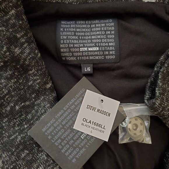 NEW! Steve Madden Shawl Collar Knit Long Coat - size Large in Black - Picture 13 of 15